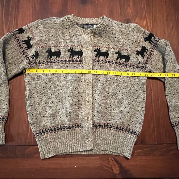 Lands' End 100% Wool Scottie Dog Lover Knit Cardigan - Picture 7 of 10
